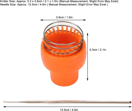 Vista 3 de Herramienta de tejer con ganchillo, tejido de ganchillo, tejer de alambre naranja, tejer, tejer, ganchillo, alambre de ganchillo, con aguja
