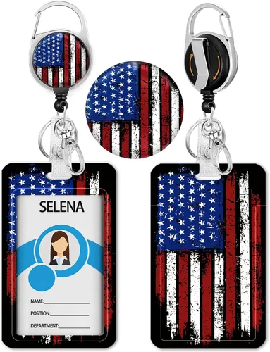 Vista 39 de Portatarjetas con carrete retráctil, funda negra para tarjetas de identificación para niñas con clip de mosquetón, resistente, cubierta protectora