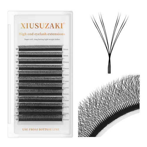 Vista 35 de Extensiones de pestañas marrones 4D en forma de W, Extensiones de pestañas de 0.07 mm de grosor, rizado D, 8 mm, Extensiones de pestañas