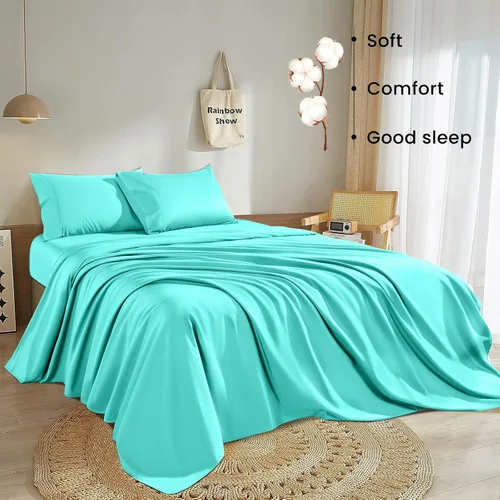 Vista 2 de LBRO2M Juego de sábanas de 100% algodón egipcio de 1200 hilos, tamaño matrimonial, sábanas de 4 piezas, bolsillo profundo de 16 pulgadas, para todas