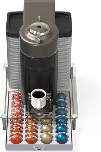 Vista 6 de DecoBrothers - Cajón de cristal templado Vertuo para cápsulas, 24 grandes o 48 pequeñas cápsulas Nespresso, color blanco