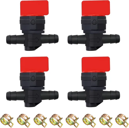 Taiss Válvula de cierre de combustible de 1/4 pulgadas, 4 válvulas de cierre de motor pequeño de 1/4 pulgadas de línea de combustible de gas