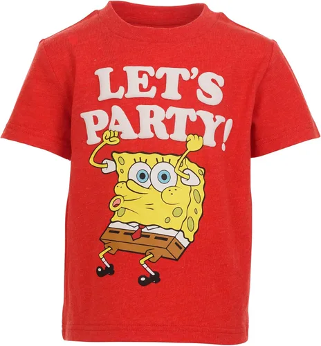 Vista 4 de Nickelodeon Paquete de 3 camisetas gráficas de manga corta con estampado de Bob Esponja, Amarillo, turquesa, rosa