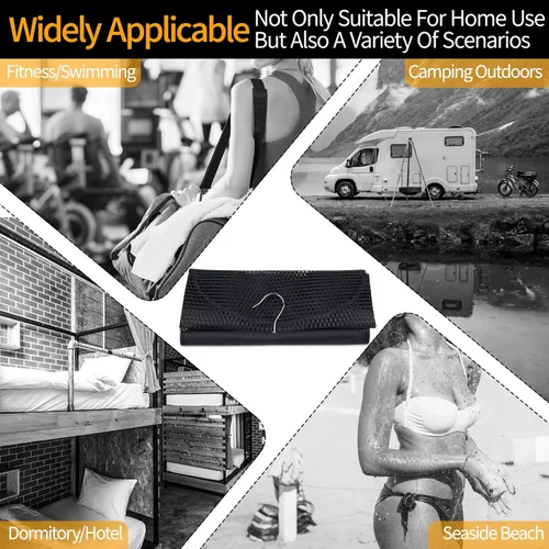 Vista 7 de Cesta de lavandería de malla transpirable, ganchos plegables para colgar en la ducha, bolsa de almacenamiento portátil de secado rápido