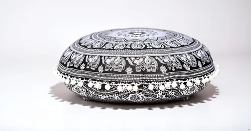 Vista 19 de Funda redonda para cojín de mandala, estilo hippie, bohemio, otomana, con pompones, funda decorativa, boho, india, 22 pulgadas (multicolor Yin yang)