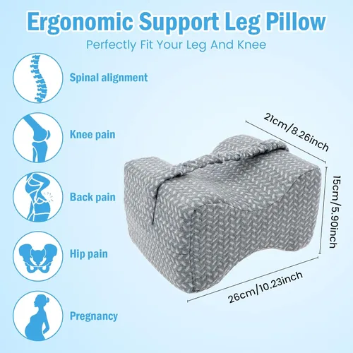 Vista 3 de Almohada de rodilla para personas que duermen de lado, alivio del dolor de cadera, correa ajustable de espuma viscoelástica para dormir de lado