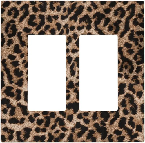 Vista 19 de Placa de interruptor de luz con estampado de leopardo de 1 banda, placa de pared basculante individual, placa decorativa eléctrica GFCI