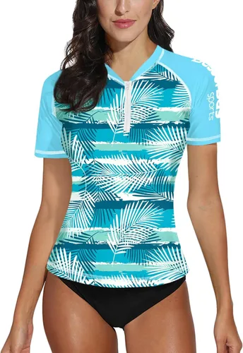 Vista 120 de BesserBay Women’s Rash Guard Shirt UPF 50+ Half Zip Short Sleeve Quick Dry Swim Shirt Swimsuit Tops