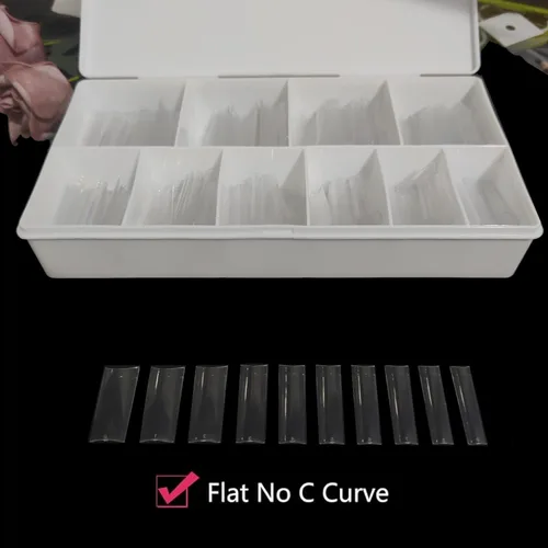 Vista 3 de HWHUNO Puntas de uñas largas y rectas de media cubierta, cuadradas XL sin curva C, uñas postizas ABS transparentes, medianas para salón de manicura