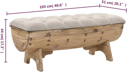 Vista 13 de Banco de almacenamiento de abeto de madera maciza crema para dormitorio, sala de estar, extremo de la cama, 43.3 x 11.8 x 15 pulgadas