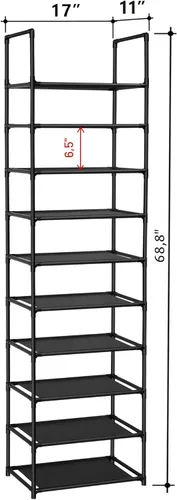 Vista 3 de fiducial home – Zapatero de 10 niveles, para 20 a 25 pares, estante robusto para zapatos