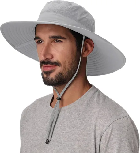 Home Prefer UPF50+ - Sombrero de sol para hombre, sombrero de pesca de ala ancha, plegable, de ala grande, protección UV, sombrero de sol para Gris