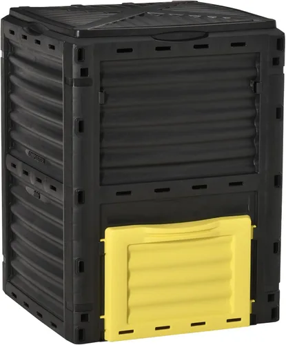 Vista 10 de Contenedor de compostaje para exteriores, 43 galones de doble cámara con puertas correderas, vaso de compostaje grande, contenedor de abono
