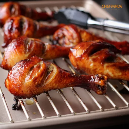 Vista 8 de CHEFMADE Bandeja para Hornear con Borde de 13 Pulgadas, Bandeja Antiadherente de Acero al Carbono para Galletas para Hornear Carne Pan Rollo