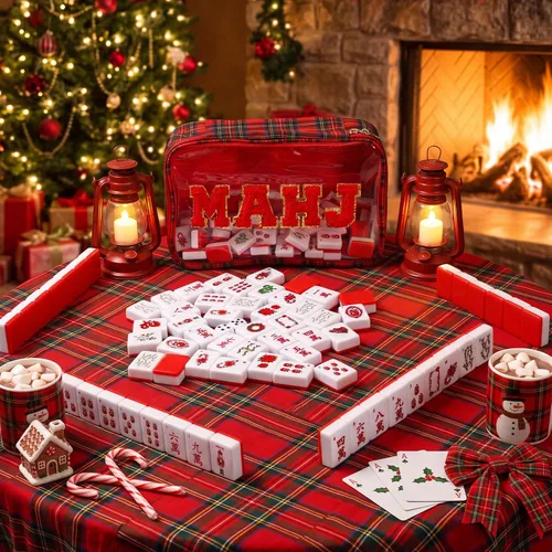 Vista 8 de Soulchen Red Green Plaid American Mahjong Tiles Accessory