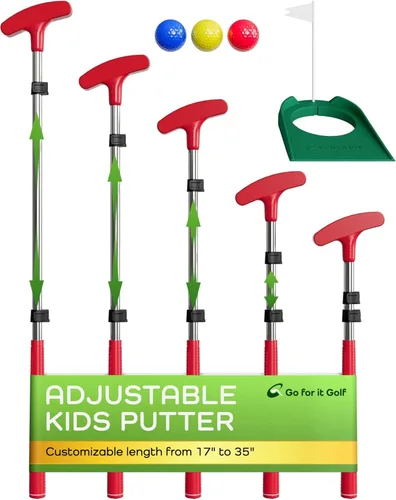 Vista 9 de Go For It Golf Putter para niños, eje extensible para golfistas jóvenes, tamaño ajustable para mano derecha e izquierda, club de entrenamiento