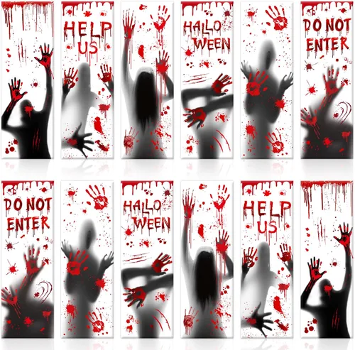 Whaline 36 marcadores magnéticos de Halloween con huellas de manos sangrientas, marcadores de página magnéticos de fantasma, clips de página con