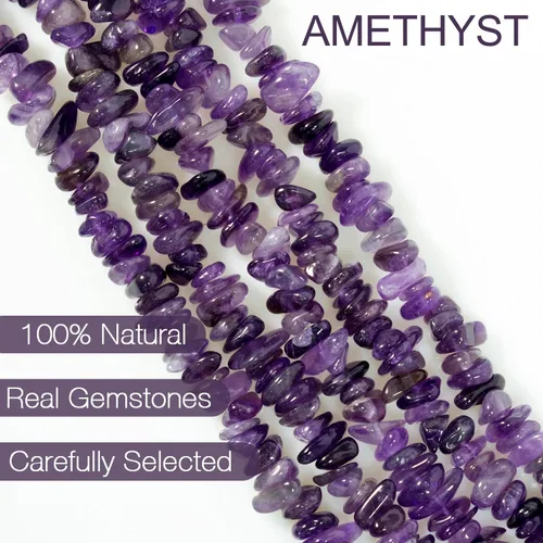 Vista 2 de Cuentas de piedras preciosas naturales para hacer joyas, 0.5 pulgadas, redondas irregulares, 100 piezas, cuentas sueltas de cristal perforadas