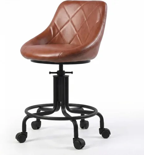 Topower Diseño industrial antiguo de metal de altura ajustable cocina comedor desayuno silla estilo industrial taburete de bar con ruedas, Marrón