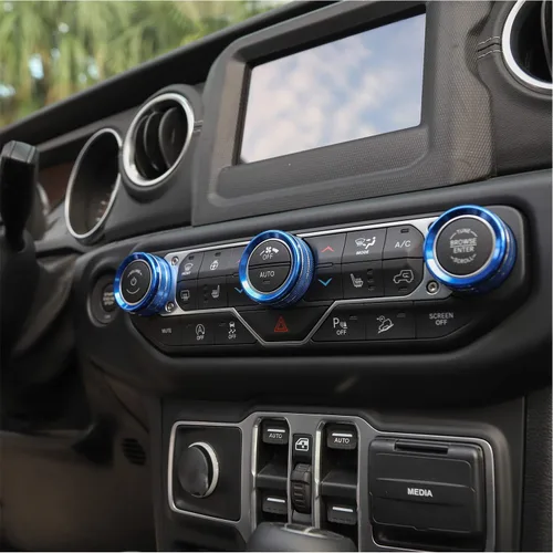 Vista 6 de JeCar - Cubierta de perilla de interruptor de aire acondicionado, de aleación de aluminio, compatible con Jeep Wrangler 2018-2023 JL JLU y 2020-2023