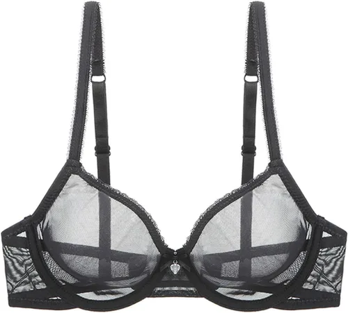 YANDW Bralette transparente sexy transparente sin forro de malla de encaje sin relleno ultra fino