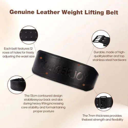 Vista 3 de Genuine Leather Weight Lifting Belt for Men Double Prong Power Belt Heavy Duty - Strong, Stabilizing Back Support for Deadlifts, Squats Powerlifting