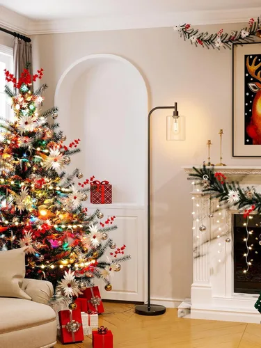 Vista 4 de Lámparas de pie addlon para sala de estar con iluminación brillante con pantalla de vidrio, lámpara de pie moderna y brillante con bombillas LED