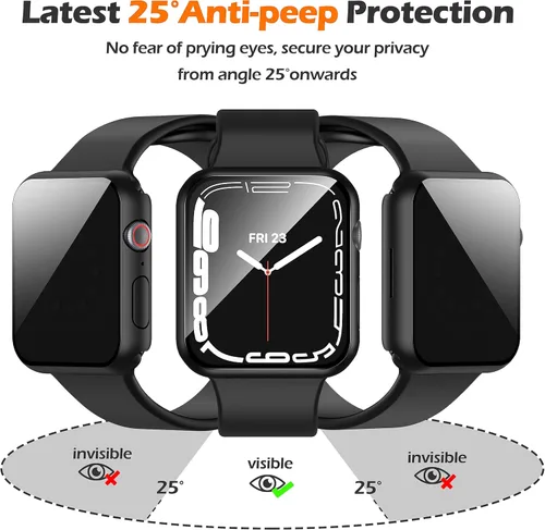 Vista 3 de Misxi - Juego de 2 fundas de policarbonato HD con privacidad y botón para Apple Watch Series 9 (2023) Series 8 Series 7 de 41 mm, funda a prueba
