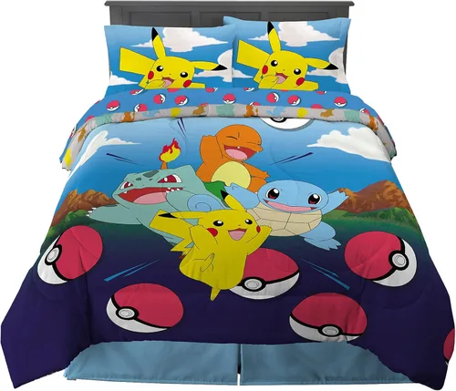 Vista 25 de Juego de ropa de cama clásico retro arcoíris de los Cariñositos, 7 piezas, edredón y sábanas supersuaves con funda de almohada, tamaño matrimonial