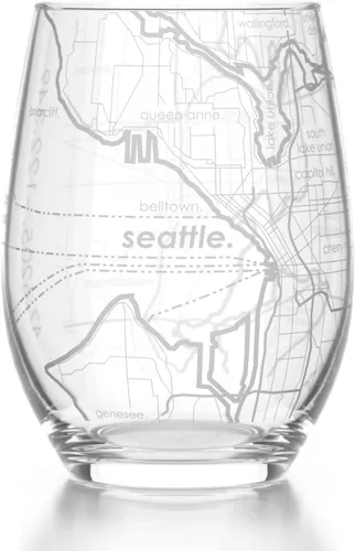 Vista 43 de Well Told Copa de vino sin tallo grabada con mapa de Houston, Texas, vidrio grabado (4 dl, transparente) Regalos personalizados de la ciudad
