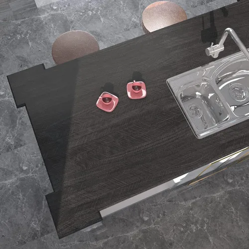 Vista 2 de VIOPVERY Papel tapiz de madera de 15.7 x 393 pulgadas, papel de pared de grano de madera negro, impermeable, fácil de quitar, película autoadhesiva