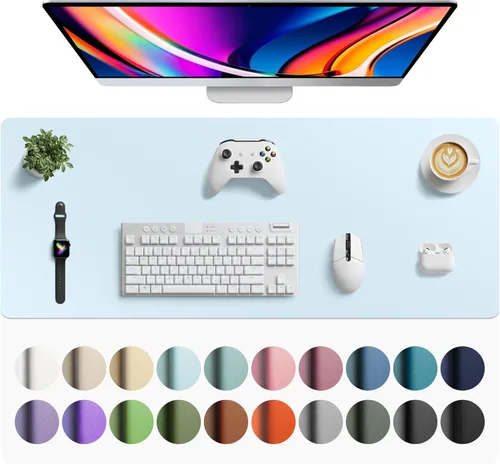 Vista 154 de Aothia Protector de Escritorio de Cuero, Alfombrilla para Ratón, Alfombrilla de Escritorio de Oficina, Secante de Escritorio de Cuero PU