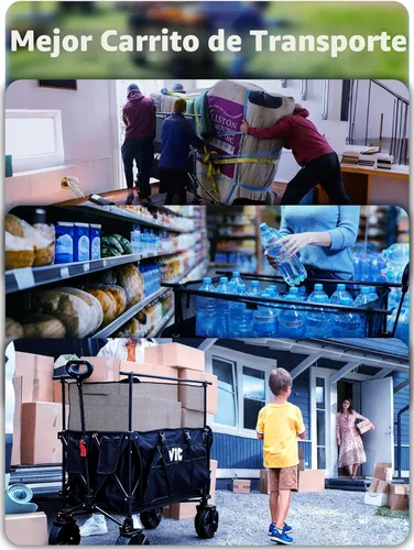 Vista 6 de VIC Super Cart & Table 1 = 5 Juego de 680 libras de capacidad mega de 54 pulgadas, carrito plegable extra alto extra largo, carritos plegables