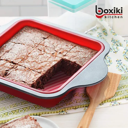 Vista 5 de Boxiki Kitchen Baking Duo: Mini Molde para Muffins de 12 tazas con revestimientos de silicona y silicona antiadherente 8x8 Square Cake and Brownie
