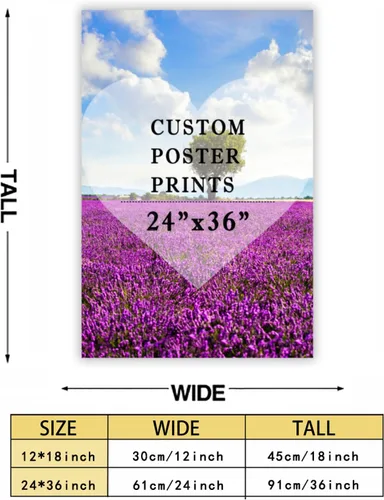 Vista 4 de Custom Poster Personalized Wall Art Design Your Own Photo Text Poster Prints Room Decor for Living Room Bedroom -24x36Inch