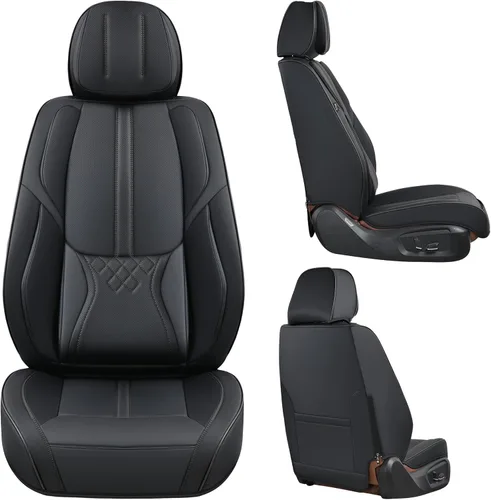 Vista 8 de BWTJF Fundas de asiento de coche negras para asiento delantero, fundas de asiento universales para automóviles, protectores de asiento de automóvil
