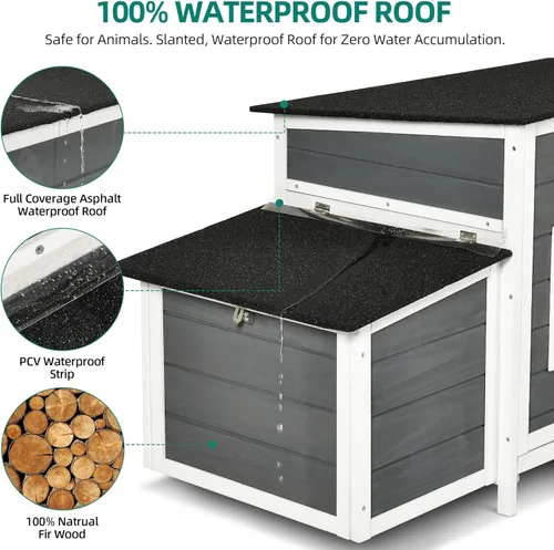 Vista 7 de YITAHOME Gallinero de madera grande de 11.5 pies ² con 2 cajas de anidación, jaula para aves de corral, jaula de conejos, jaula de pato con techo