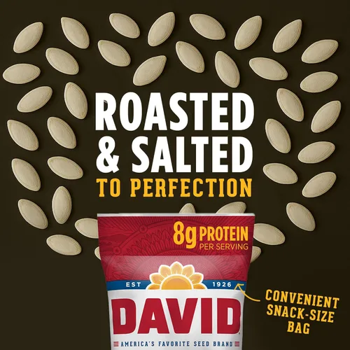 Vista 4 de DAVID SEEDS Semillas de calabaza tostadas y saladas, 2.25 onzas, paquete de 12