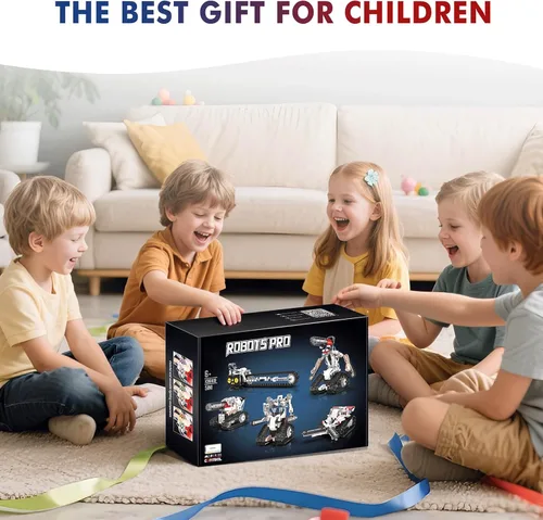 Vista 8 de Kit de construcción de robot RC STEM 5 en 1 para niños, juego de constructor de APP y control remoto, juguetes RC para niños bloques 419 piezas