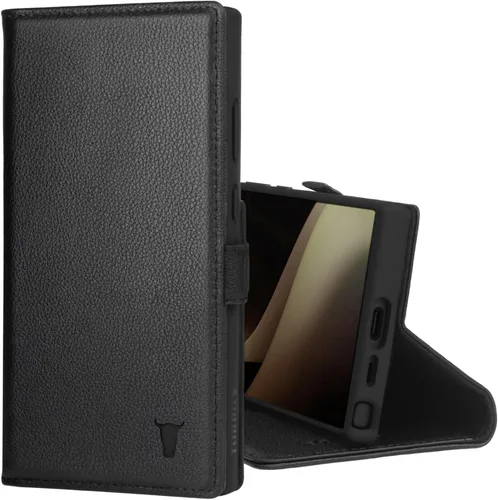 Funda TORRO Compatible con Samsung Galaxy S24 Ultra 5G – Estuche tipo cartera de cuero premium con soporte y ranuras para tarjetas (negro)