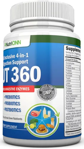 Vista 6 de Probióticos, prebióticos y postbióticos 4 en 1 con 18 enzimas digestivas para mujeres y hombres - Suplemento completo de apoyo intestinal