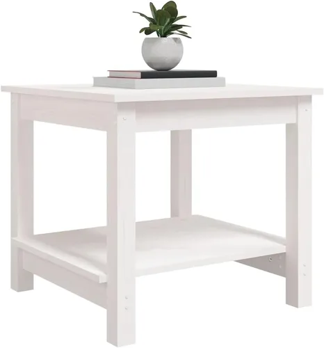 Vista 5 de Coffee Table mesa de Centro para salaCoffee Table White 19.7"x19.7"x17.7" Solid Wood PineSuitable for bedrooms, Living Rooms, and Dining Rooms
