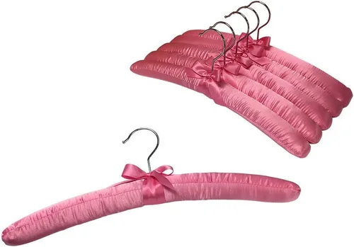 6 perchas acolchadas de satén liso rosa de 15 pulgadas de largo para vestido, lencería nupcial