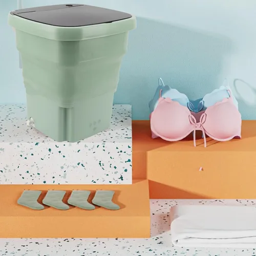 Vista 4 de Lavadora portátil, mini lavadora de 15 litros, lavadora plegable multifunción, función de deshidratación eficiente, dispositivo de lavandería