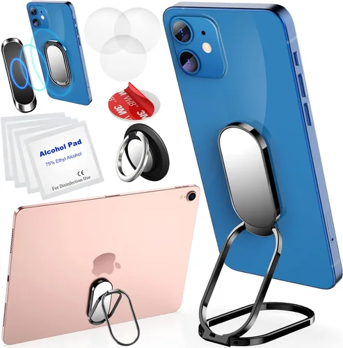 Soporte para anillo de teléfono, soporte de dedo con rotación de 360°, agarre trasero para teléfono celular, soporte plegable para teléfono celular