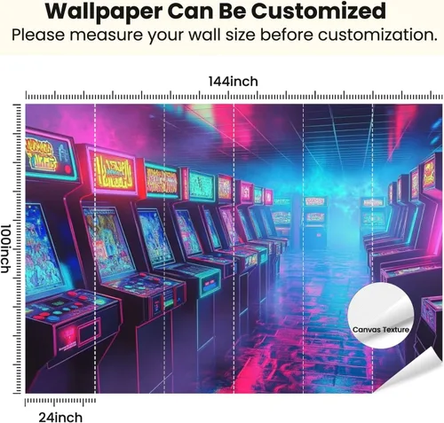 Vista 7 de Mural de pared moderno para despegar y pegar, diseño retro de los años 80, autoadhesivo, removibles, para sala de estar, dormitorio, fondo
