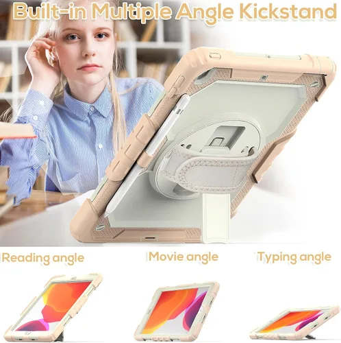 Vista 5 de BLOSOMEET Bonita funda para iPad de 9ª generación 2021 de 10.2 pulgadas con protector de pantalla de vidrio templado y soporte para bolígrafo, funda