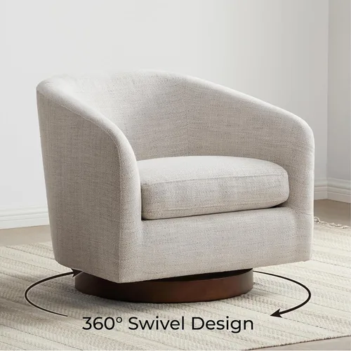 Vista 65 de CHITA - Silla giratoria decorativa, tapizada en terciopelo con certificación FSC, estilo barril, para sala de estar, completamente ensamblada