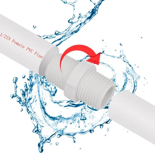 Vista 6 de Paquete de 20 adaptadores de acoplamiento niple de PVC de 1/2 pulgada (macho x macho) rosca de tubería PVC NPT de 1/2" para fontanería, uso