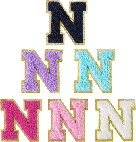 Vista 242 de 6 piezas de parches de letras de chenilla autoadhesivas, parches de letras preppy de 2 pulgadas para bolsos, ropa y sombreros, grandes pegatinas